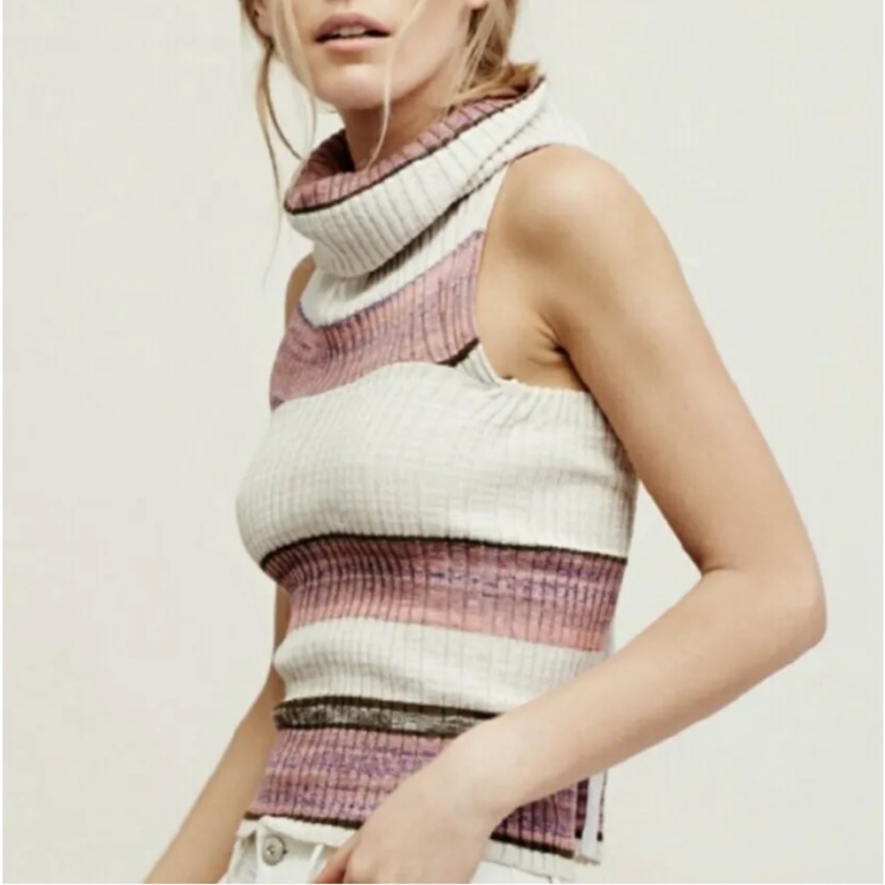 Free People Carley Ribbed Sleeveless Cowl Neck Sweater